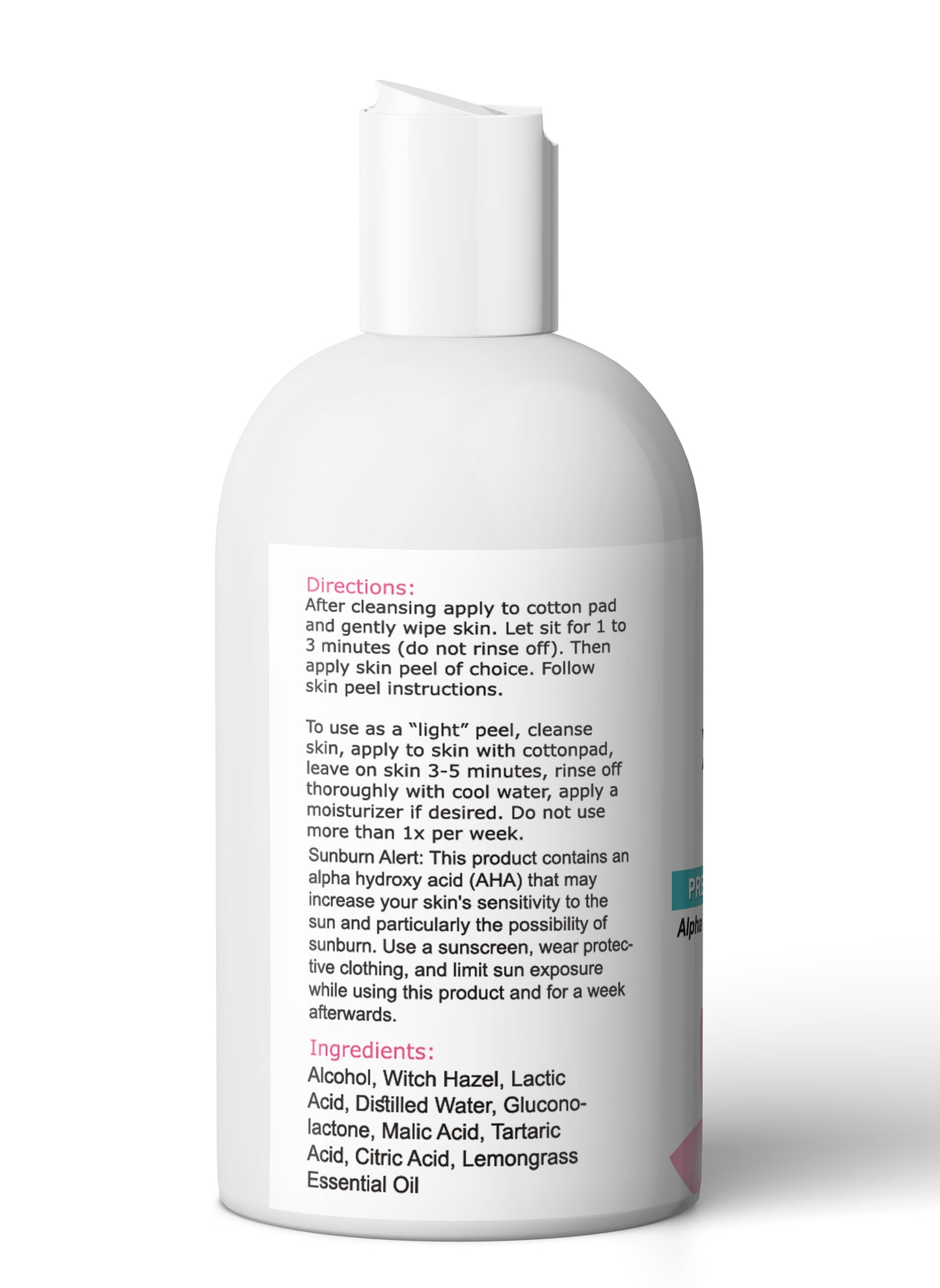 AHA Pre Peel Prep Solution for Glycolic, Lactic, Salicylic Skin Peels - 3 oz image 1