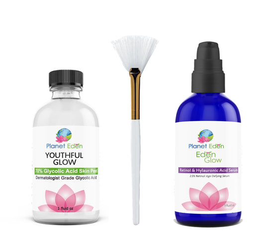 Planet Eden 70% Glycolic Acid Skin Peel with 2.5% Retinol Hyaluronic Acid Serum | Planet Eden