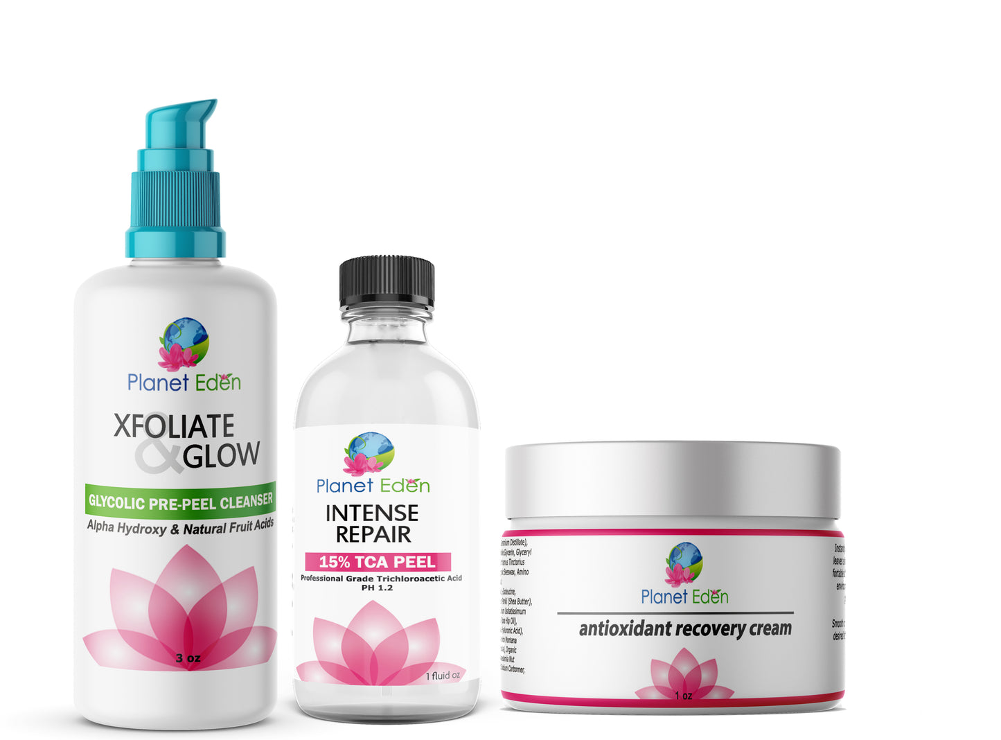 15% TCA Skin Facial Peel- Glycolic Pre-Peel Cleanser + Recovery Cream Ki image 0