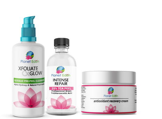 25% TCA Skin Facial Peel- Glycolic Pre-Peel Cleanser + Recovery Cream Kit image 0