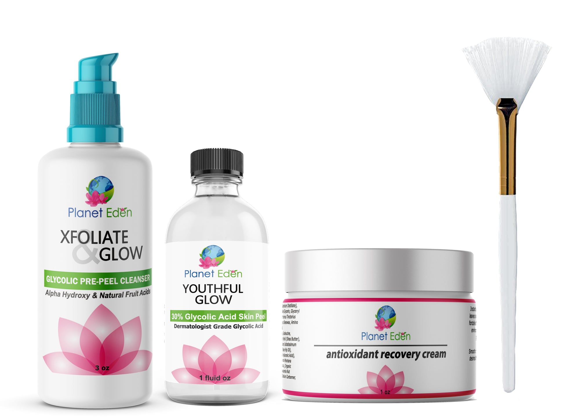 Planet Eden Glycolic Acid Peel Kit & Glycolic Pre-Peel Cleanser & Recovery Cream image 0