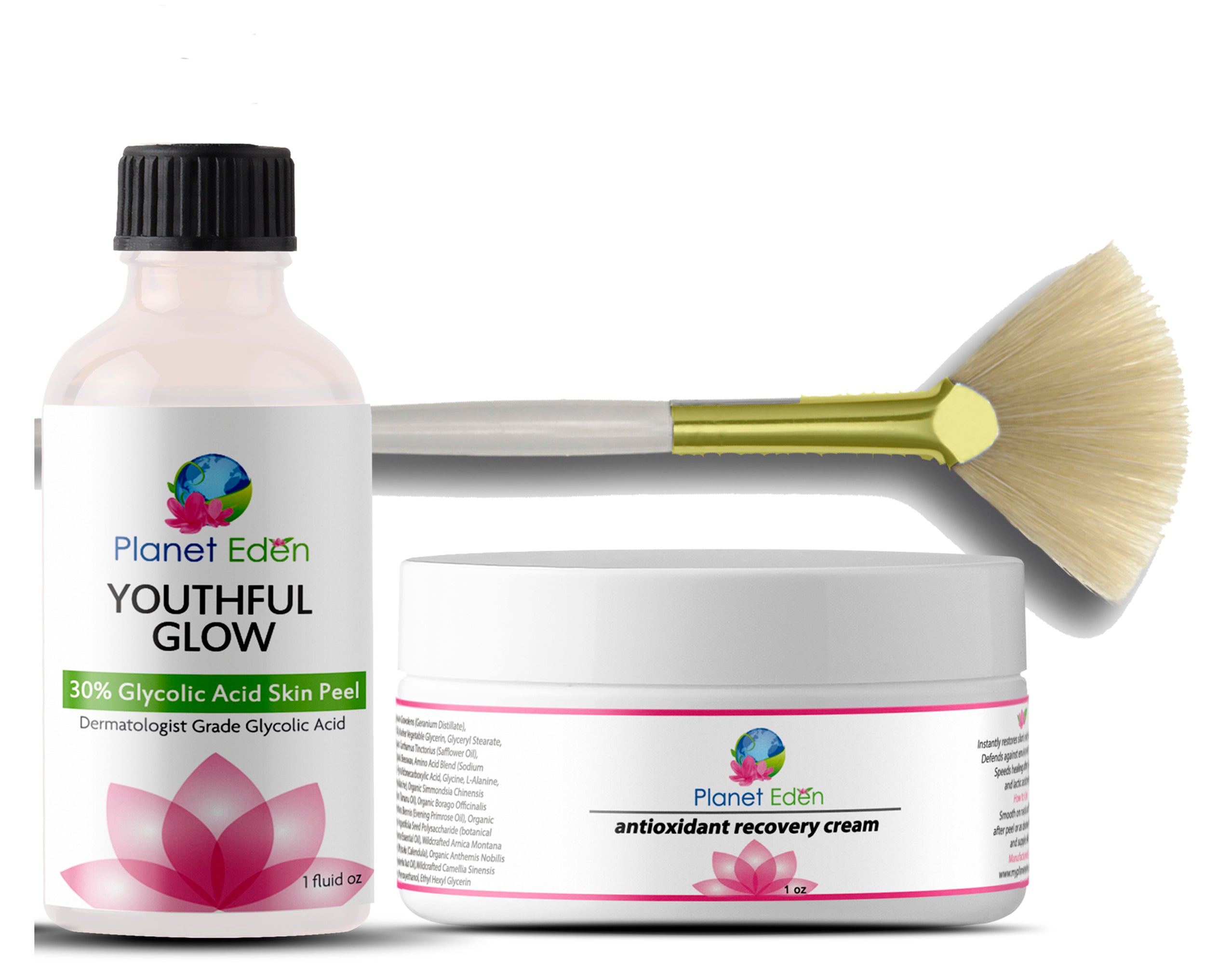 Planet Eden Glycolic Acid Skin Peel Kit with Antioxidant Recovery Cream image 0