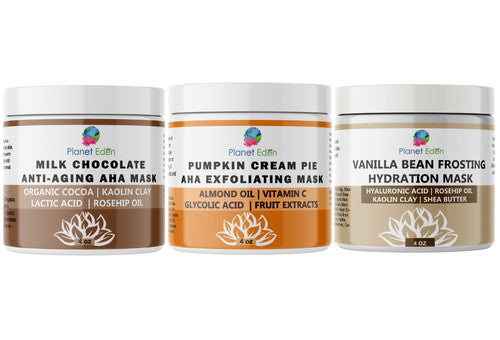 Milk Chocolate , Pumpkin Pie and Vanilla Bean Frosting Mask Trio | Planet Eden